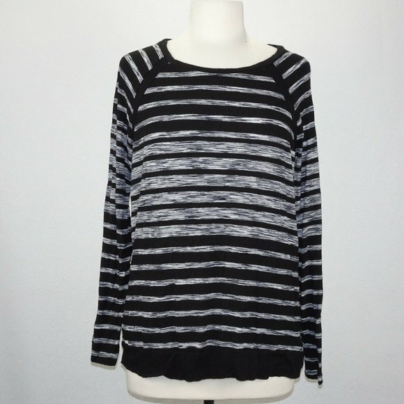 Three Dots Size Large Long Sleeve Striped Shirt - Picture 1 of 7
